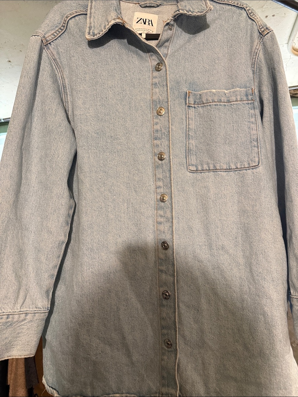 ZARA Light Blue Denim Shirt Jacket size S-M